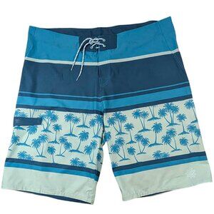 UV Skinz Board Shorts Swim Trunks Mens 44-46 UPF 50+ Blue Tropical Quick Dry NEW